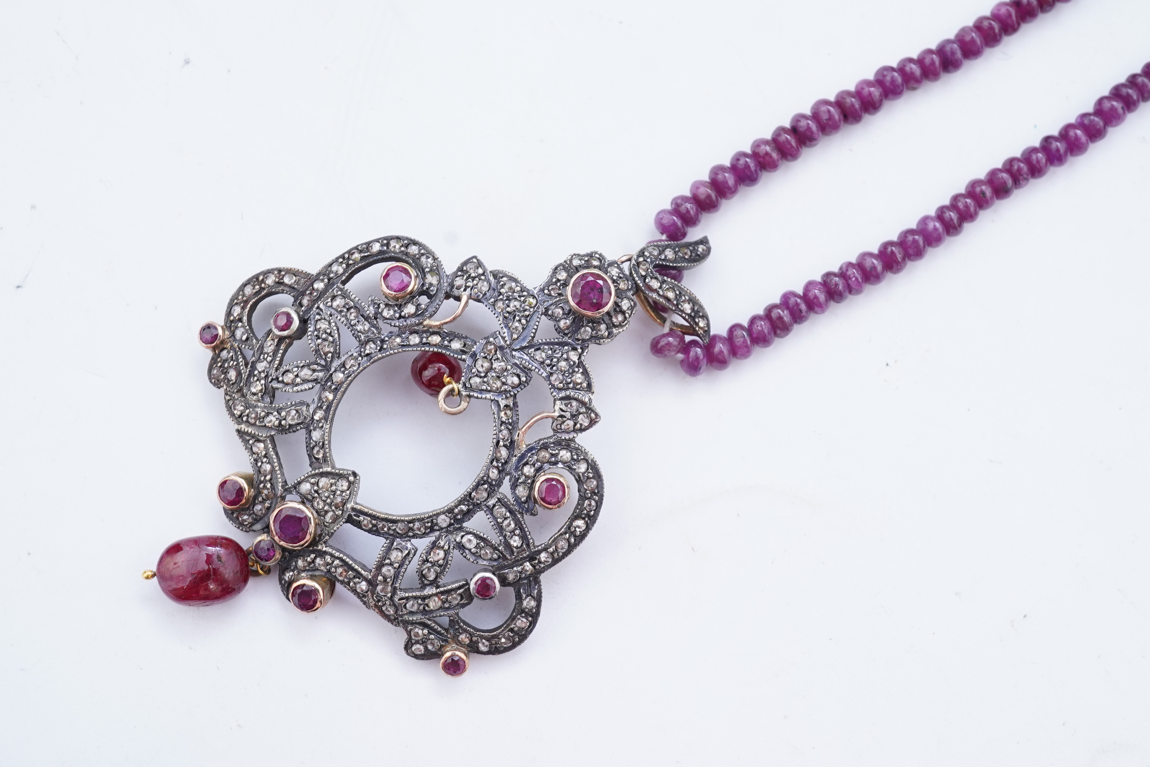 A ruby and diamond necklace